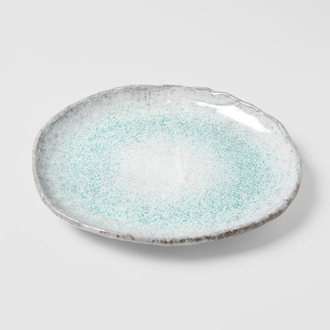 Plate Oval 30cm Aqua Splash Glaze.