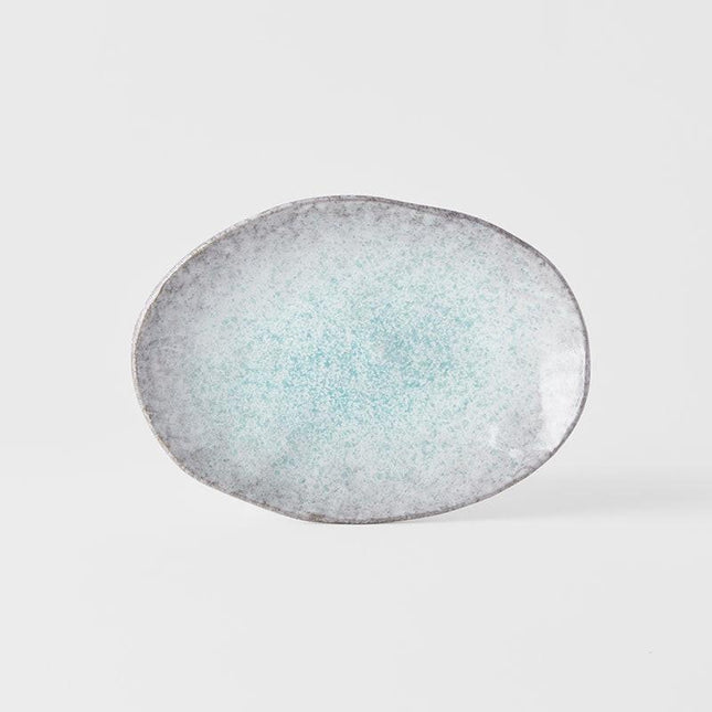 Plate Oval 24x17cm Aqua Splash Glaze.