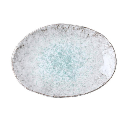 Plate Oval 24x17cm Aqua Splash Glaze.