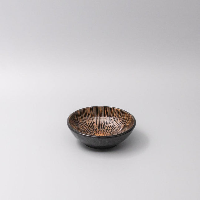 Tapas Bowl 13cm Bronze Converging Line Glaze.