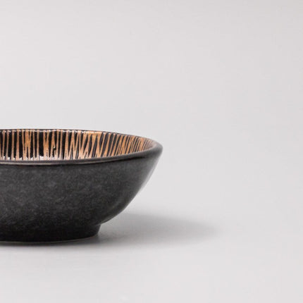 Tapas Bowl 13cm Bronze Converging Line Glaze.