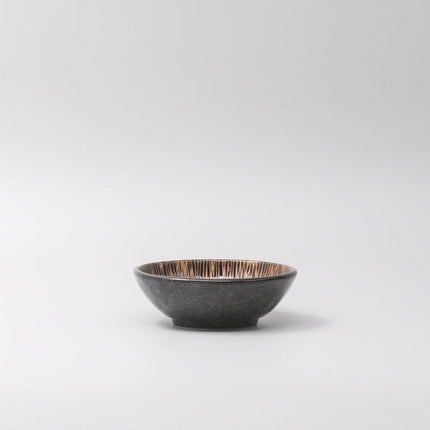 Tapas Bowl 13cm Bronze Converging Line Glaze.