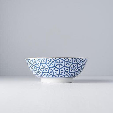 Bowl 19cm Indigo Ikat Hexagon Flower Design.