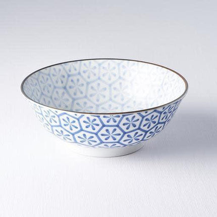 Bowl 19cm Indigo Ikat Hexagon Flower Design.