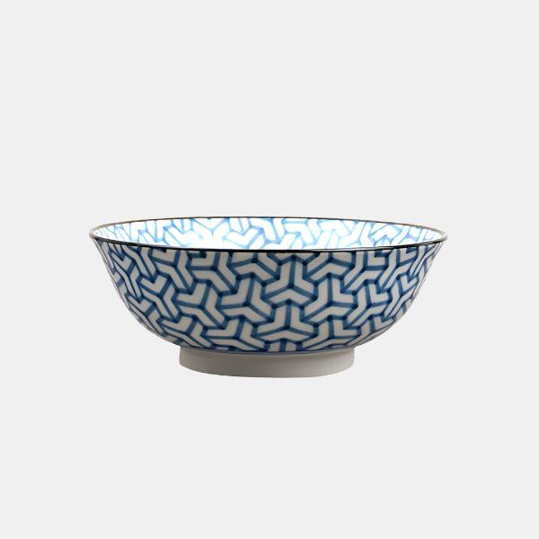 Bowl 19cm Indigo Ikat Herringbone Design.