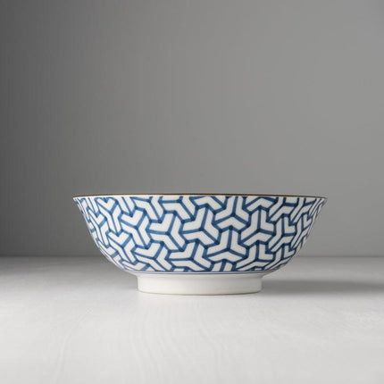 Bowl 19cm Indigo Ikat Herringbone Design.