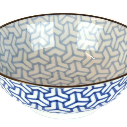 Bowl 19cm Indigo Ikat Herringbone Design.