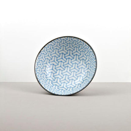 Bowl 19cm Indigo Ikat Herringbone Design.