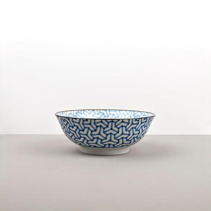 Bowl 19cm Indigo Ikat Herringbone Design.