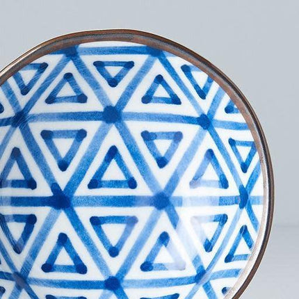 Sauce Dish 11cm Indigo Ikat Triangle Design.