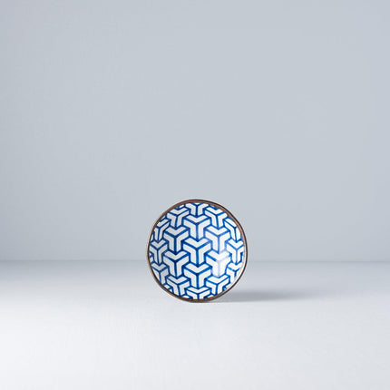 Sauce Dish 11cm Indigo Ikat Herringbone Design.