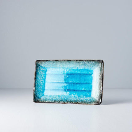 Plate Rectangular 21.5x13.5cm Sky Blue Glaze.