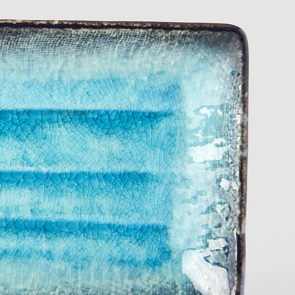 Plate Rectangular 21.5x13.5cm Sky Blue Glaze.