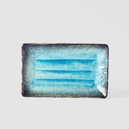 Plate Rectangular 21.5x13.5cm Sky Blue Glaze.
