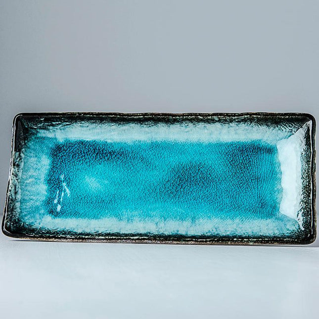Plate Rectangular 28.5x 12cm Sky Blue Glaze.