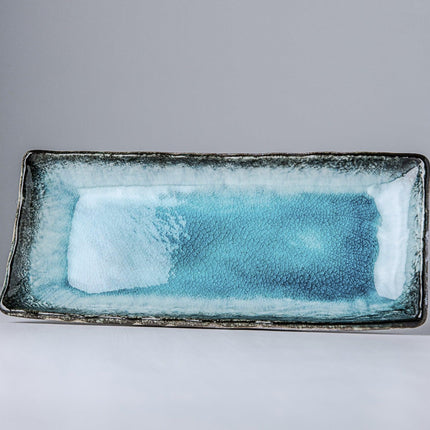 Plate Rectangular 28.5x 12cm Sky Blue Glaze.