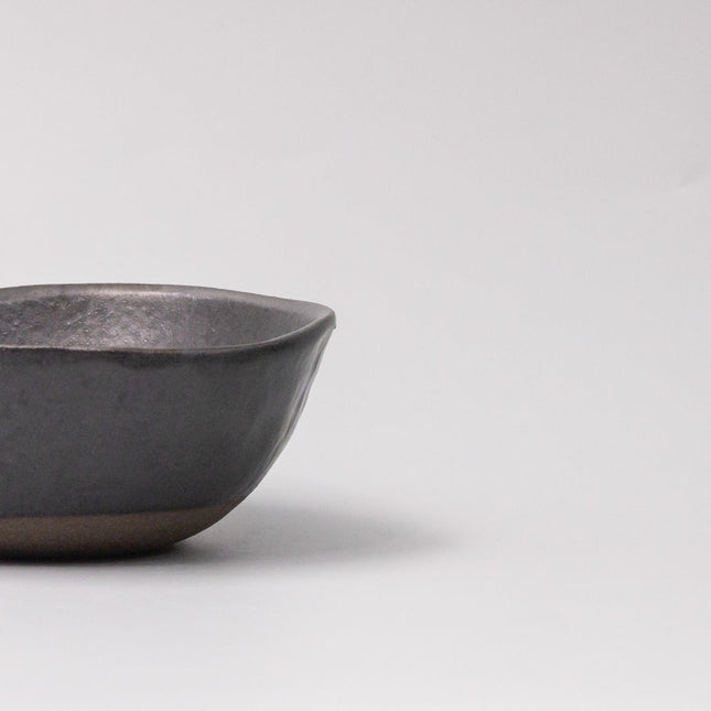 Lopsided Bowl 11.5cm Black Glaze.