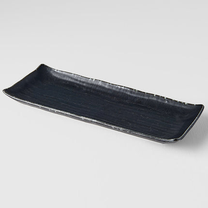 Plate Ibushi Rectangular 26.5cm Black Glaze.