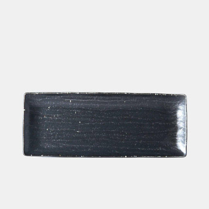 Plate Ibushi Rectangular 26.5cm Black Glaze.
