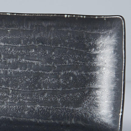 Plate Ibushi Rectangular 26.5cm Black Glaze.