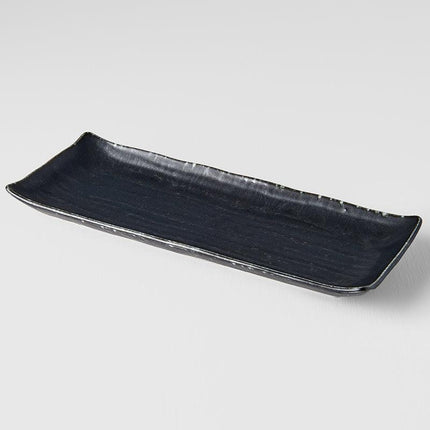 Plate Ibushi Rectangular 26.5cm Black Glaze.