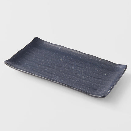 Plate Ibushi Rectangular 22cm Black Glaze.