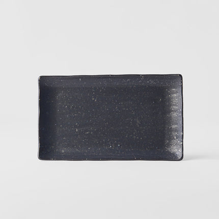 Plate Ibushi Rectangular 22cm Black Glaze.
