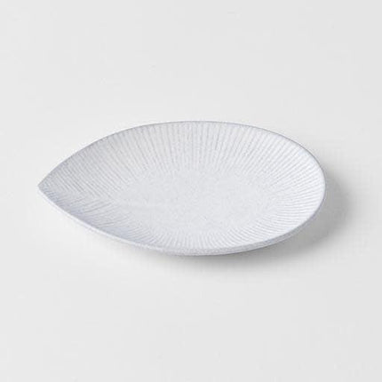 Plate Oval 13.5cm Snow Leaf Glaze.