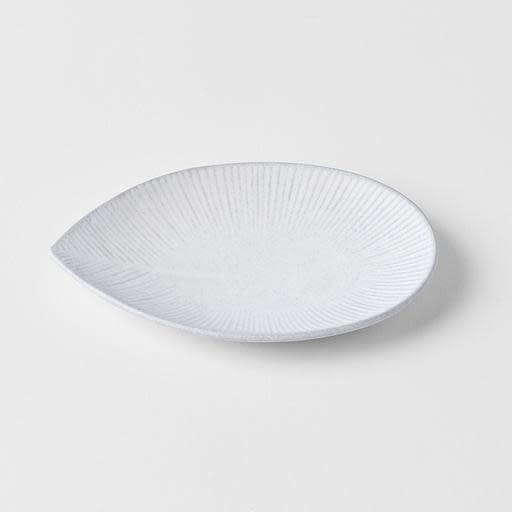 Plate Oval 13.5cm Snow Leaf Glaze.