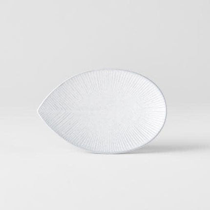 Plate Oval 13.5cm Snow Leaf Glaze.
