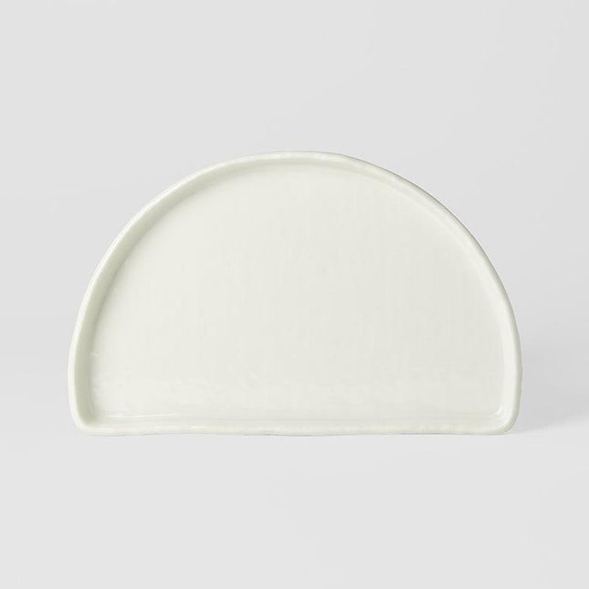 Half Moon Plate 21cm Ivory White Glaze.