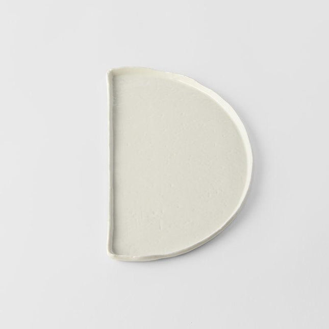 Half Moon Plate 27cm Ivory White Glaze.
