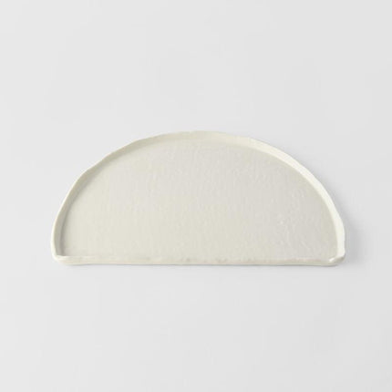 Half Moon Plate 27cm Ivory White Glaze.