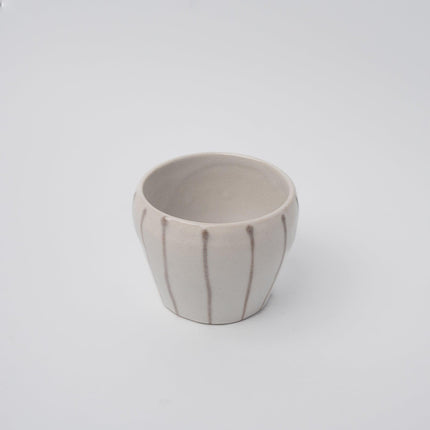 Cup 8cm 160ml Cream Grey Stripe Design.