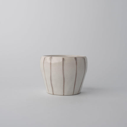Cup 8cm 160ml Cream Grey Stripe Design.