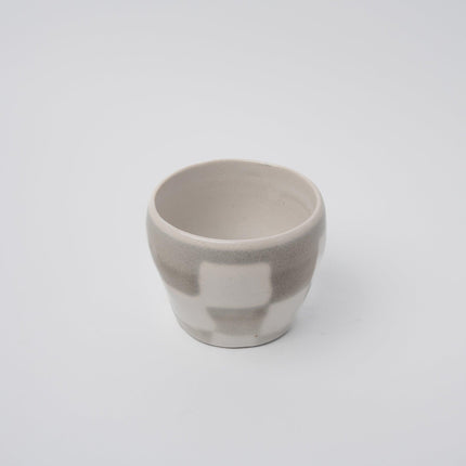 Cup 8cm 160ml Cream Grey Check Design.