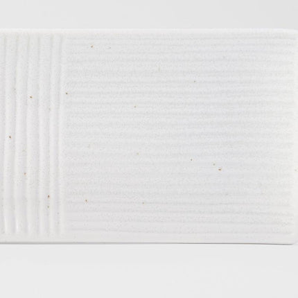 Sashimi Plate 33cm Line Design White Glaze.