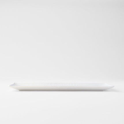 Sashimi Plate 33cm Line Design White Glaze.