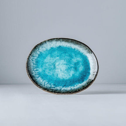 Plate Oval 18cm Sky Blue Glaze.