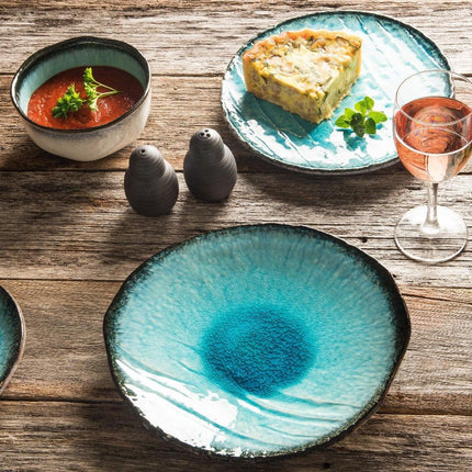 Plate Oval 18cm Sky Blue Glaze.