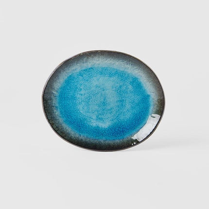 Plate Oval 18cm Sky Blue Glaze.
