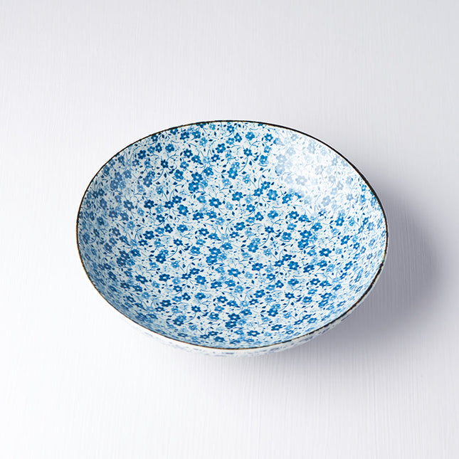 Pasta Bowl 21cm Blue Daisy Glaze.