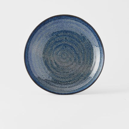 Dinner Plate Organic Shape 23cm Kanso Indigo Blue Glaze.