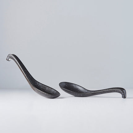Spoon Ramen 17.5cm Kanso Matt Black Glaze.