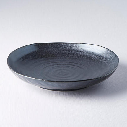 Dinner Plate Organic Shape 23cm Kanso Matt Black Glaze.