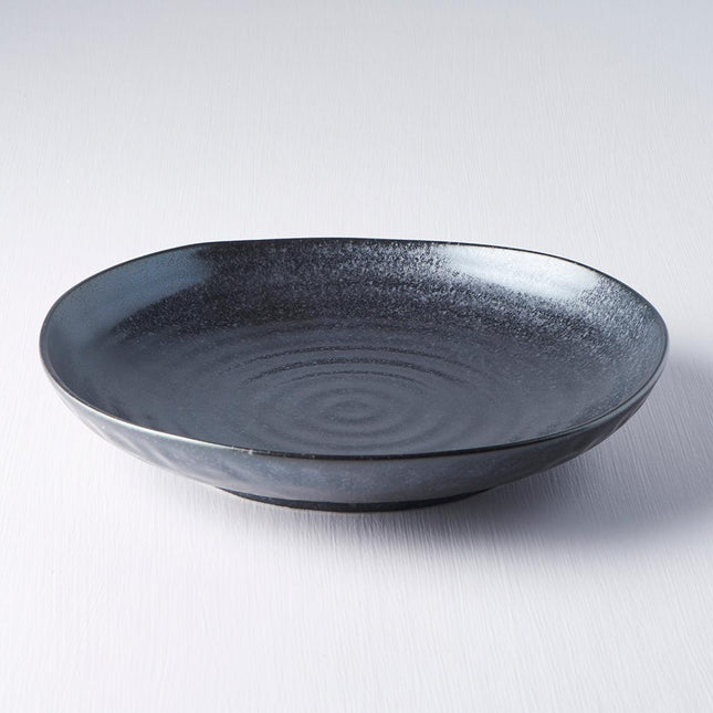 Dinner Plate Organic Shape 23cm Kanso Matt Black Glaze.