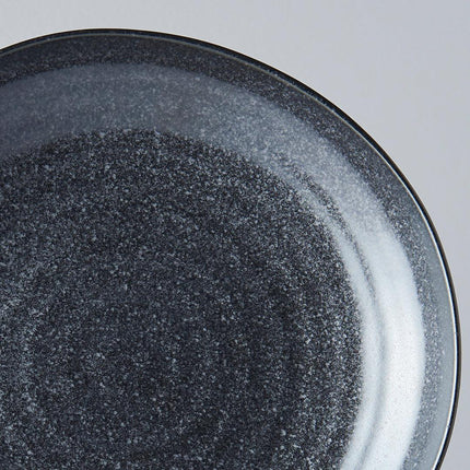 Dinner Plate Organic Shape 23cm Kanso Matt Black Glaze.