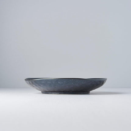 Dinner Plate Organic Shape 23cm Kanso Matt Black Glaze.