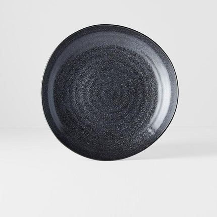 Dinner Plate Organic Shape 23cm Kanso Matt Black Glaze.