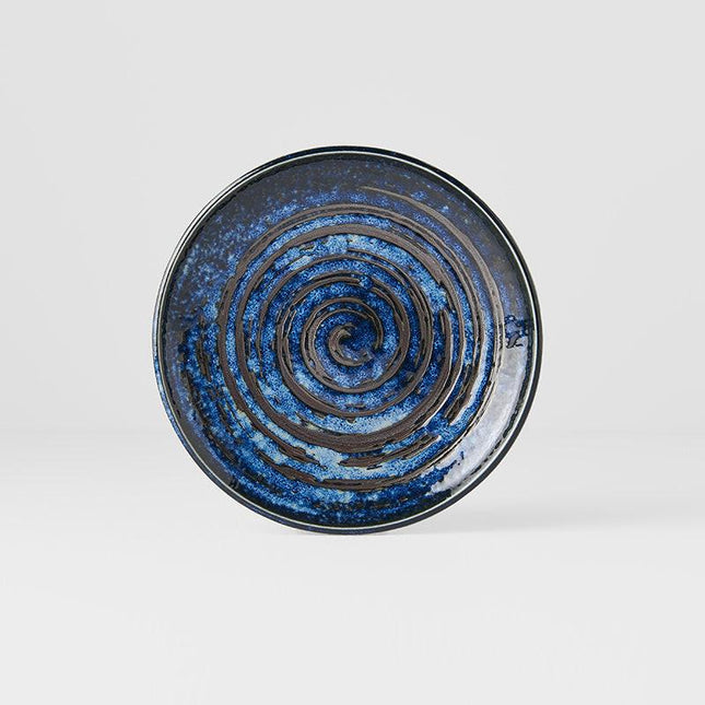 Tapas Plate 17cm Copper Swirl Glaze.